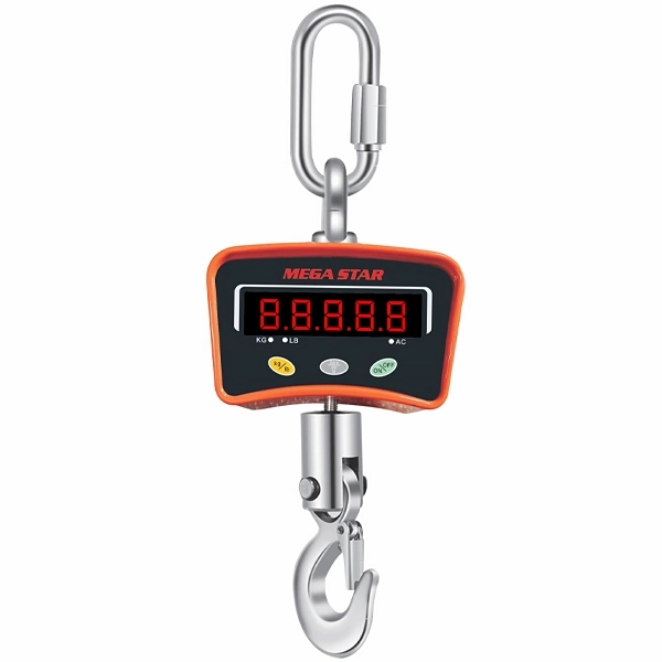 Foto do Produto Balança Digital de Gancho MegaStar BC500 até 500 kg - Laranja/Preta