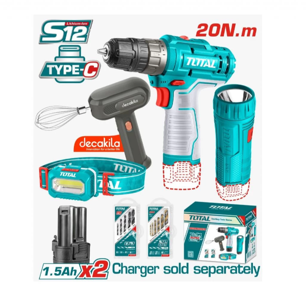Foto do Produto Ferra Parafusadeira Eletrica Total Tools TOSLI23115 / Sem Fio / 12V - Turquesa