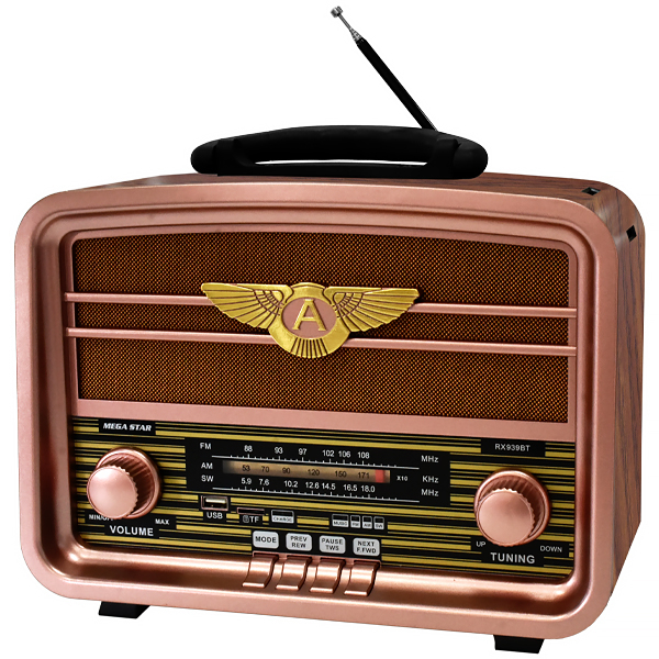Foto do Produto Radio Portatil Megastar RX939BT A Pilha / Bluetooth / USB / FM - Rosa/Marrom
