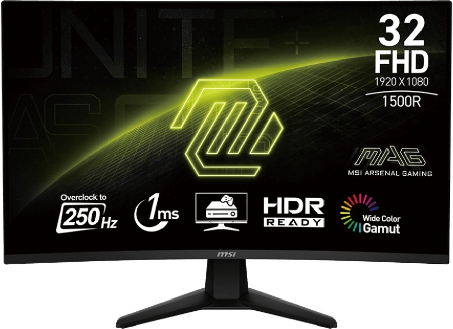Foto do Produto Monitor MSI 32" MAG 32C6X Full HD Curvo 1ms/250Hz DP/HDMI Preto