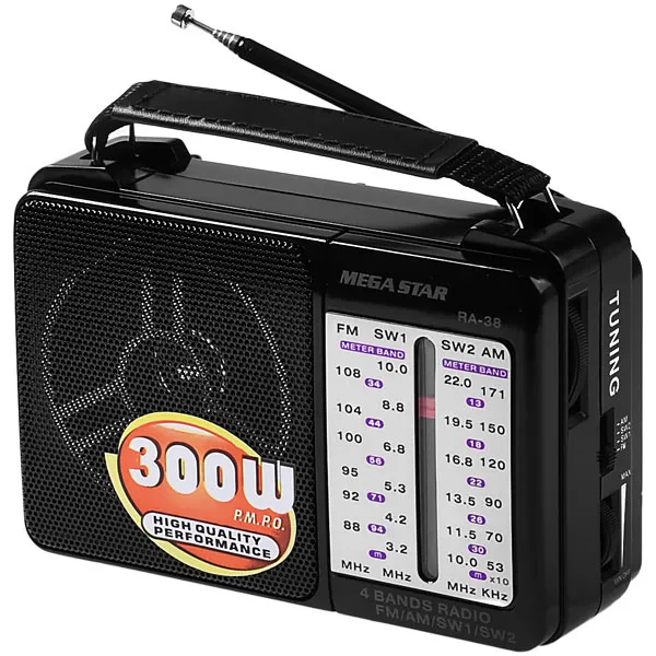 Foto do Produto Rádio Portátil MegaStar RA38 300 watts P.M.P.O - Preto