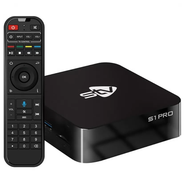 Foto do Produto Receptor Inteligente IPTV STV S1 Pro Com Controle Por Voz/ 6K / 2GB Ram / 32GB / WIFI / Android 10 - Preto
