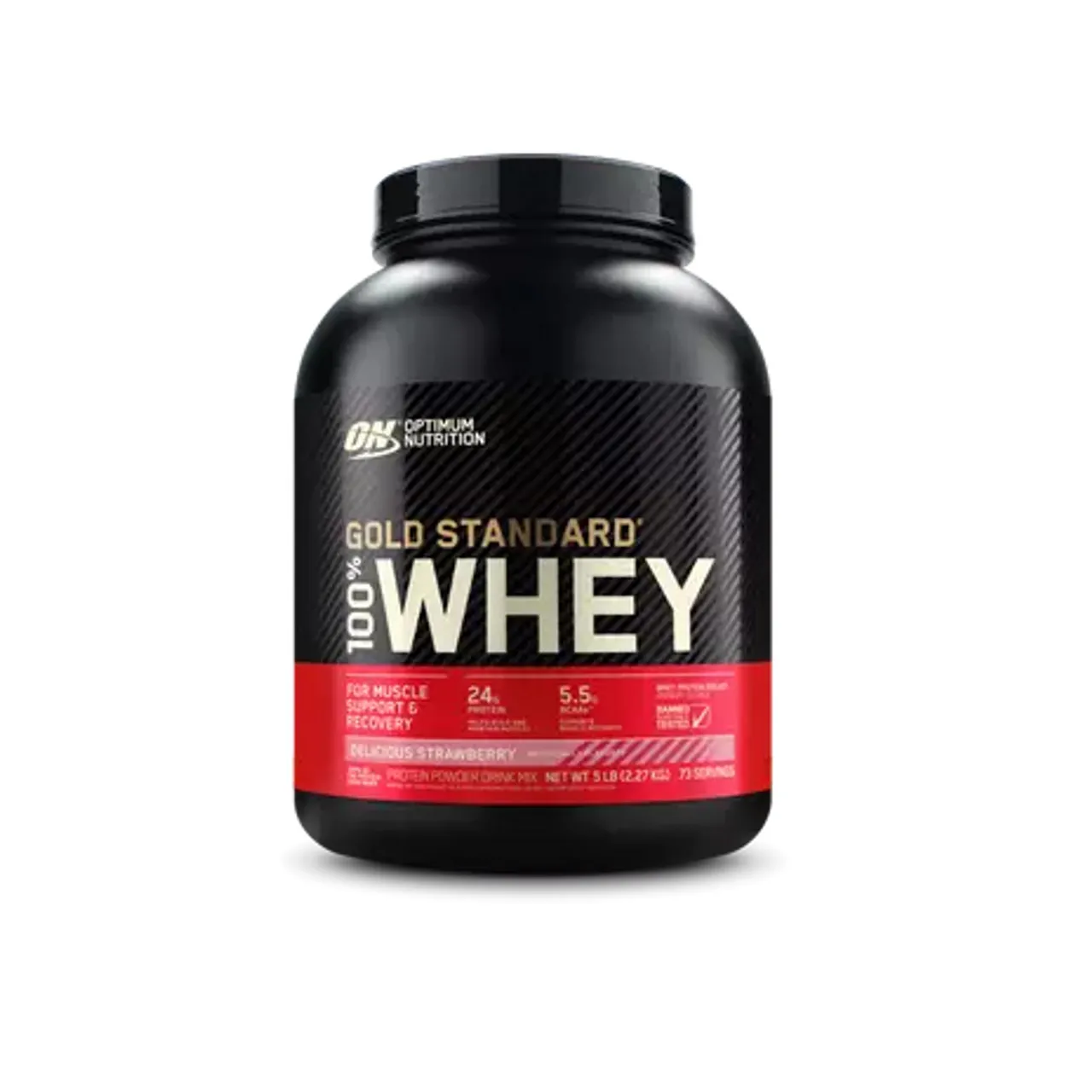 Foto do Produto OPTIMUM NUTRITION GOLD STANDARD WHEY STRAWBERRY 73 SERVICIOS PLASTICO NEGRO