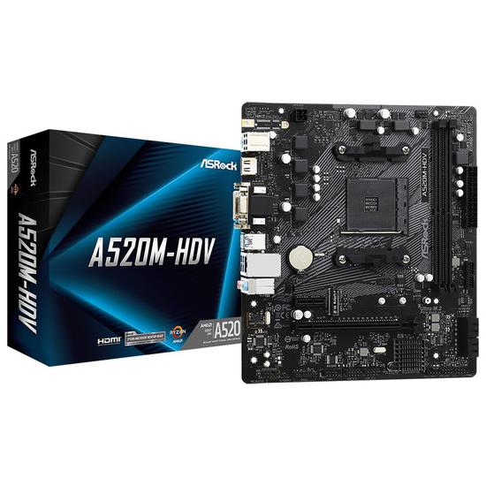 Foto do Produto Placa Mãe Asrock A520M-HDV AMD Soquete AM4