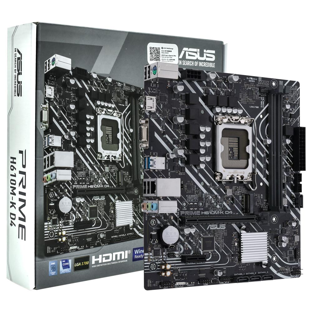 Foto do Produto Placa Mae ASUS Prime H610M-K D4 Socket LGA 1700 / VGA / DDR4