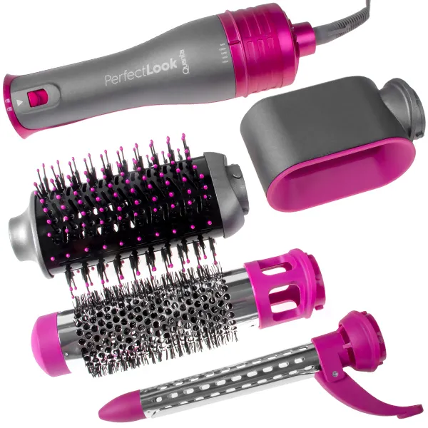 Foto do Produto Escova Elétrica Quanta PerfectLook QTKCS7001 4 em 1 com 1.300 watts Bivolt - Cinza/Rosa