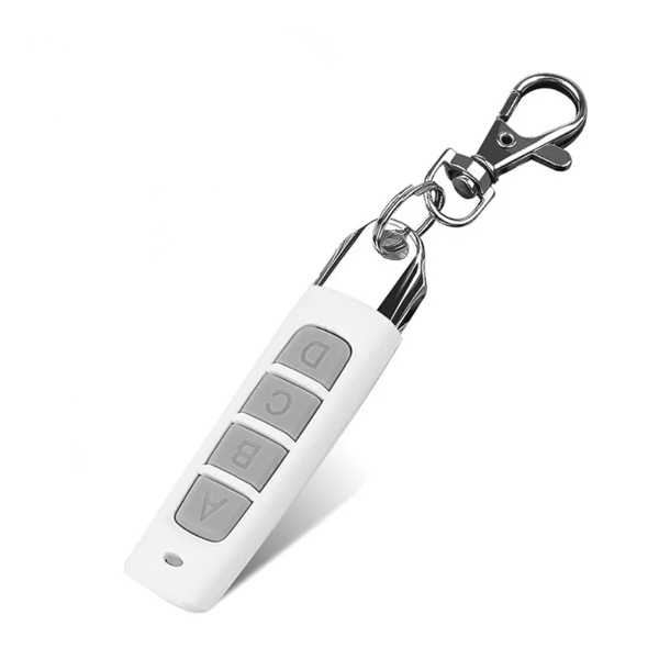 Foto do Produto Controle Remoto Wireless Modelo A / RF433 Com 4 Botoes / Controle Para Portao / Duplicador / Copiador / Alarme - Branco/Prata