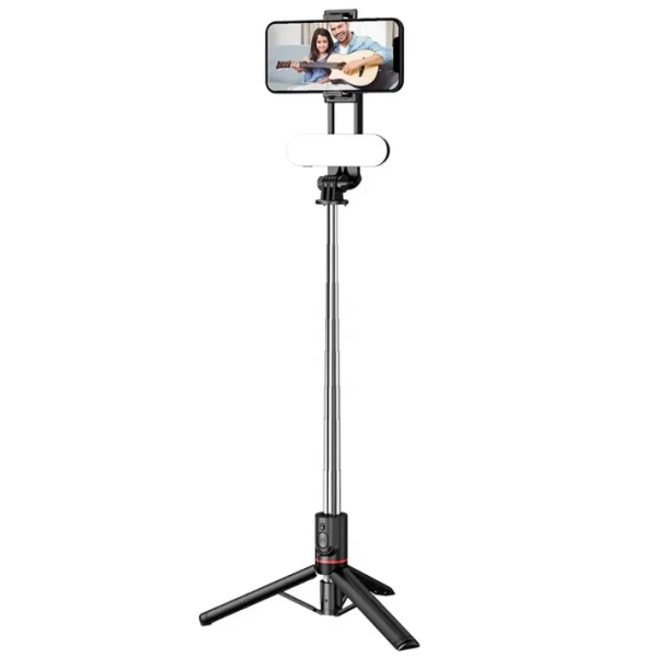 Foto do Produto Mini Bastão de Selfie Stick BT A3040-L15 / 1140MM / Com Led - Preto