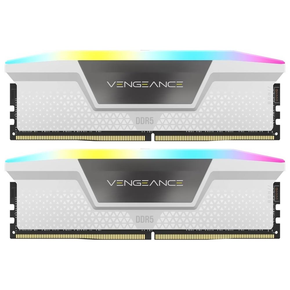 Foto do Produto Memoria RAM Corsair Vengeance RGB DDR5 32GB (2x16GB) 6000MHz - Branco (CMH32GX5M2E6000C36W)