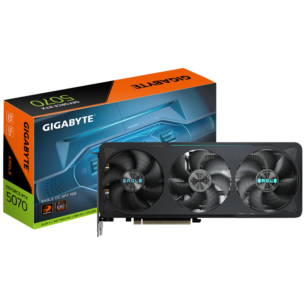 Foto do Produto Placa de Video Gigabyte Eagle OC SFF 12GB GeForce RTX5070 GDDR7 - GV-N5070EAGLE OC-12GD