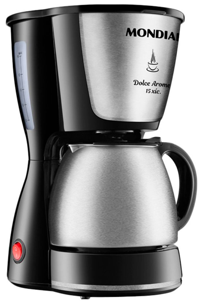 Foto do Produto Cafeteira Elétrica Mondial C-34 JI-15X Bella Arome INOX - 550W - Até 15 Xícaras - 110V/60Hz - Preto