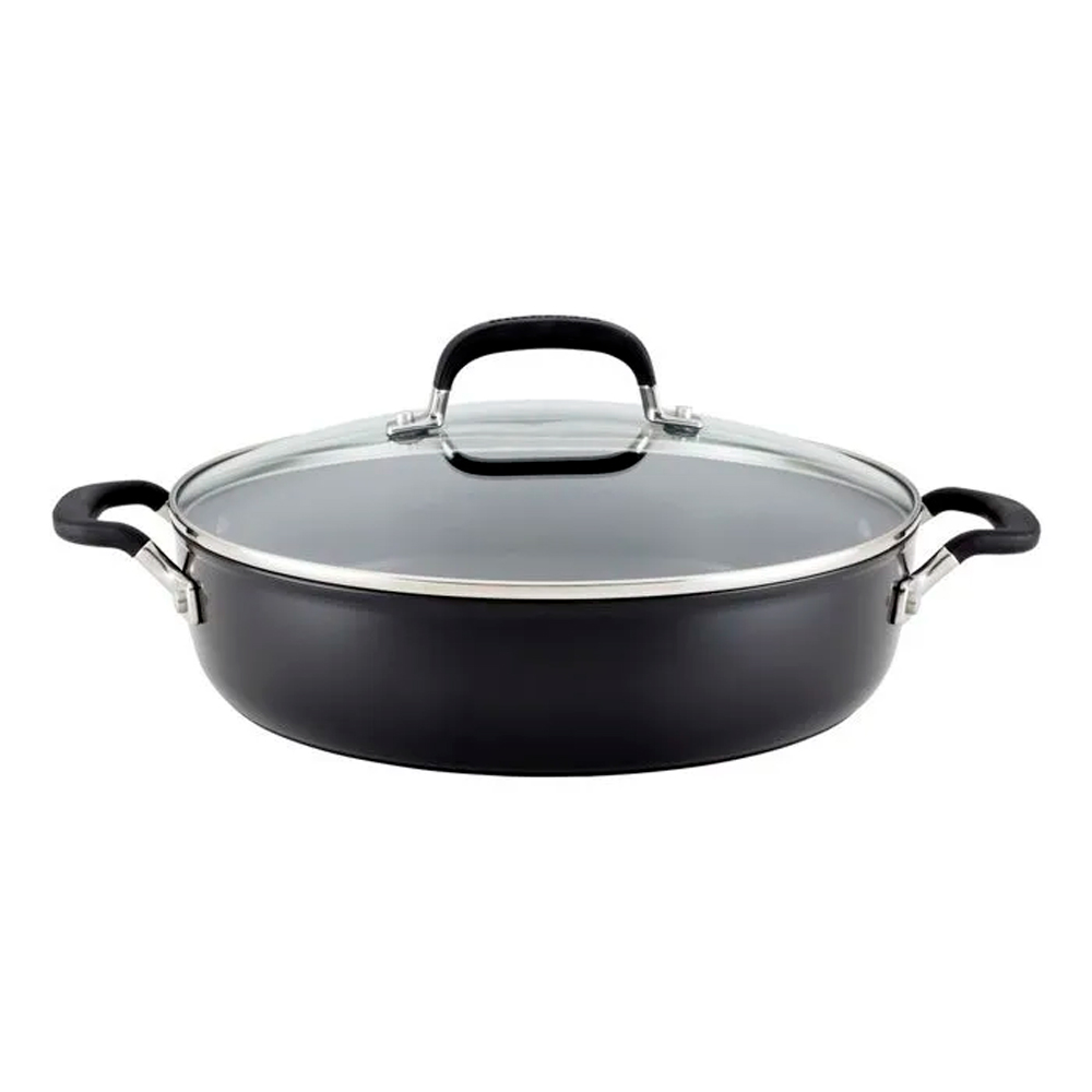 Foto do Produto Frigideira KitchenAid 84810 Antiaderente Tripla Camada 4.7L Tampa Vidro 34CM Preto Onix