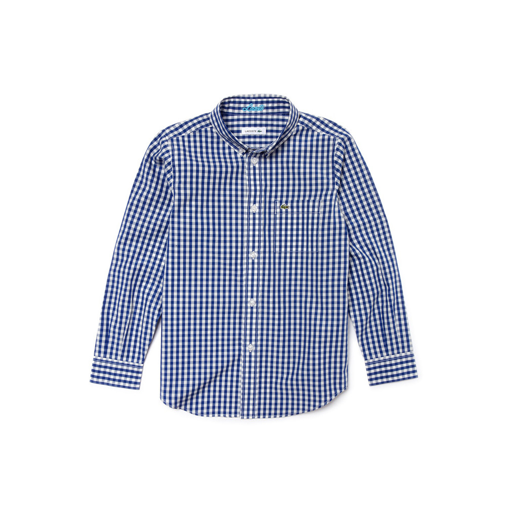Foto do Produto Camisa Lacoste Infantil Masculino CJ9707-FYL 10A ? Xadrez Azul