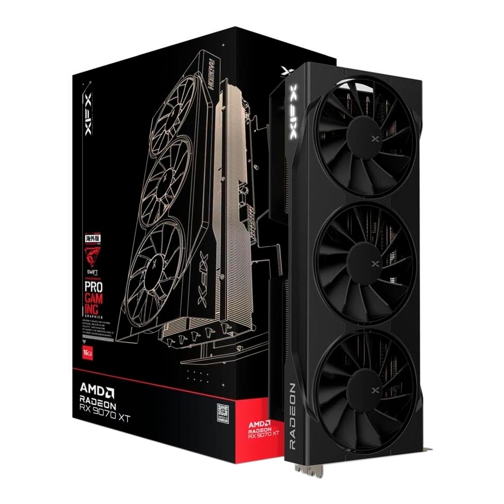 Foto do Produto Placa de Vídeo Gamer XFX AMD Radeon RX 9070 XT Swit Class RX-97TSWF3B9 - 16GB - GDDR6 - PCIe/HDMI/Displayport