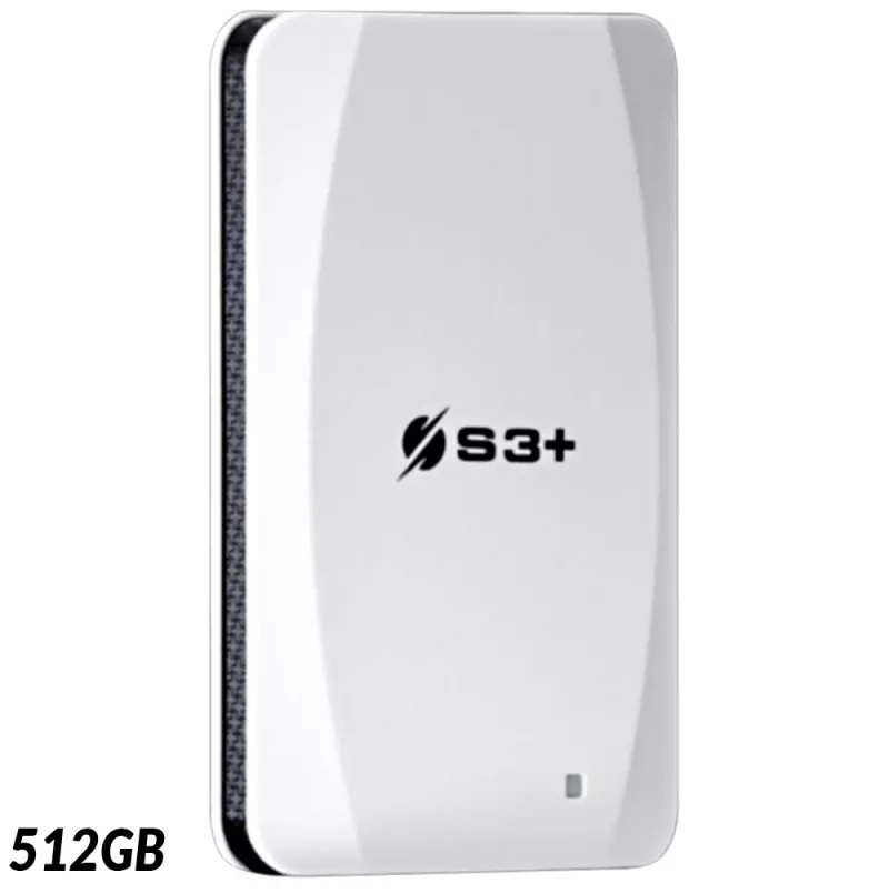 Foto do Produto SSD Externo S3+ 512GB Play Plus S3SSDP512 2.5" USB 3.2 - Branco