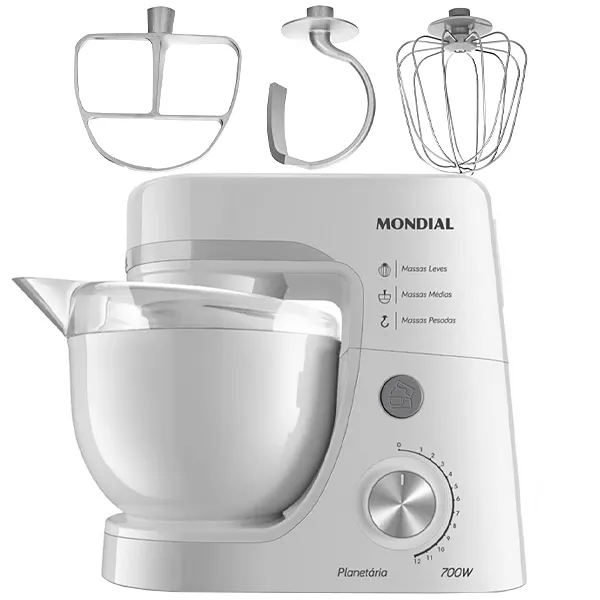Foto do Produto Batedeira Mondial BP-03-W 12 Velocidades 700 watts 220V ~ 50/60 Hz - Branca