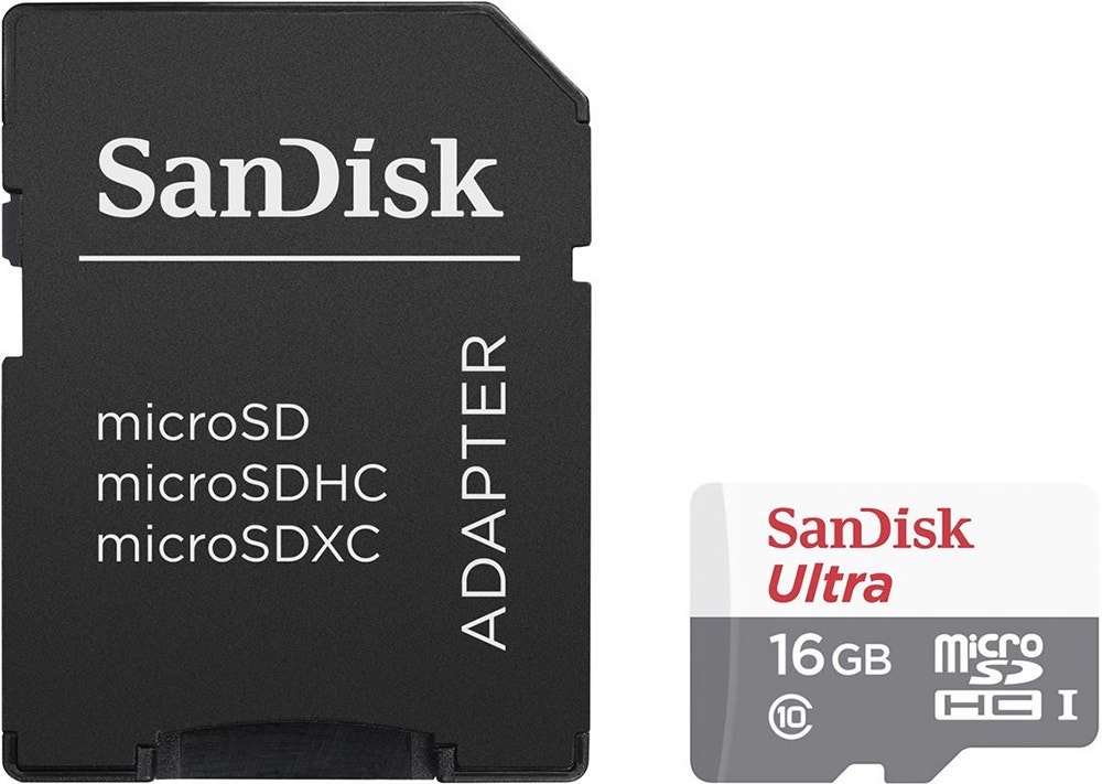 Foto do Produto Memória Micro SD-HC Ultra Sandisk 16GB 80MBs 2x1 Class10