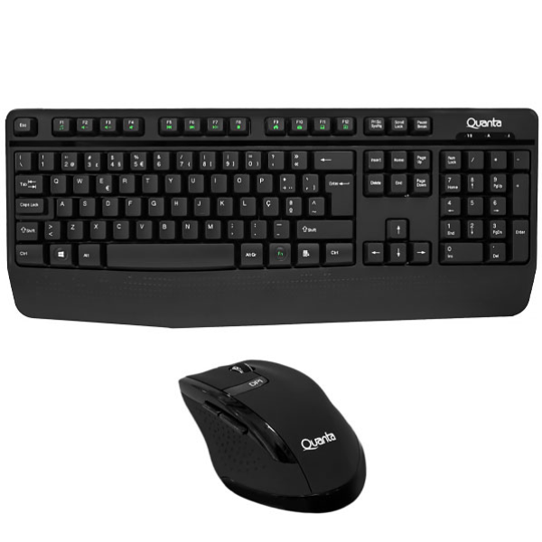 Foto do Produto Kit Teclado + Mouse Quanta QTKTM12 / Sem Fio / 1600DPI / Portugues - Preto