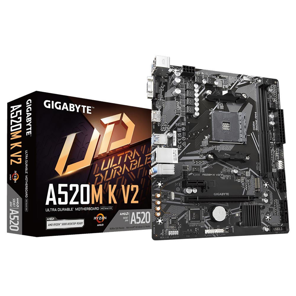 Foto do Produto Placa Mãe Gigabyte A520M K V2 Socket AM4 / VGA / DDR4