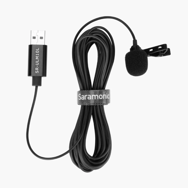 Foto do Produto Microfone de Lapela Saramonic USB-A SR-ULM10L para Windows e Mac 6 metros - Preto