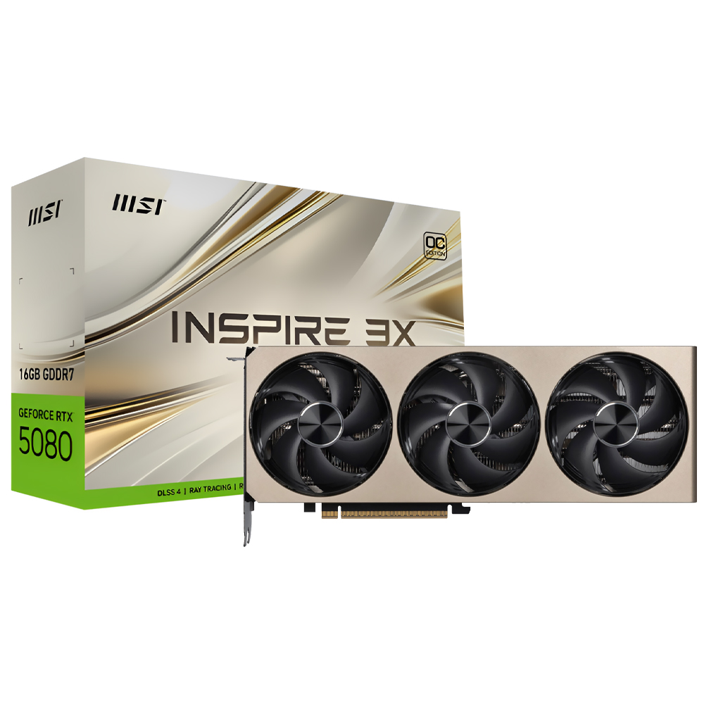 Foto do Produto Placa de Video MSI Inspire 3X OC 16GB GeForce RTX5080 GDDR7 - 912-V531-203