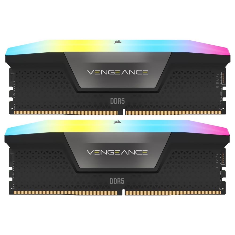 Foto do Produto Memoria RAM Corsair Vengeance RGB DDR5 32GB (2x16GB) 6000MHz - Cinza (CMH32GX5M2E6000C36)