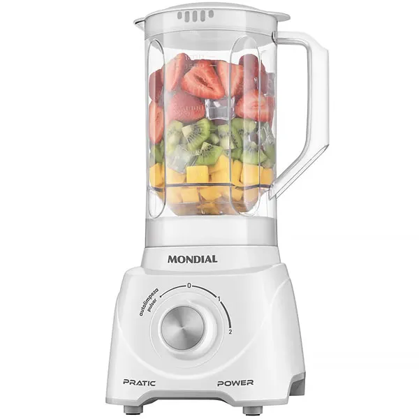 Foto do Produto Liquidificador Mondial Turbo Pratic Power L-97-W 550 watts 2.2 Litros 2 Velocidades + Pulsar 220V ~ 50/60 Hz - Branco/Cinza