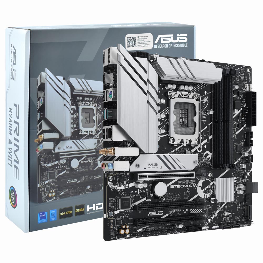 Foto do Produto Placa Mae ASUS Prime B760M-A Wi-Fi Socket LGA 1700 / DDR5