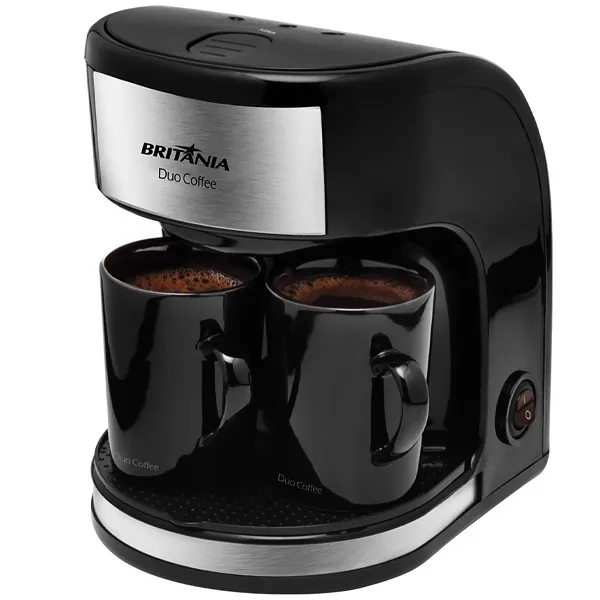 Foto do Produto Cafeteira Britânia Duo Coffee 450 watts 220V ~ 50/60 Hz com 2 Xícaras - Preta/Prata