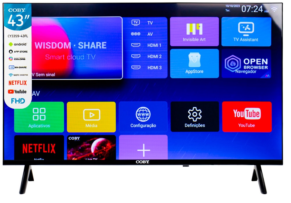 Foto do Produto Smart TV LED Coby 43" CY3359-43FL Full HD