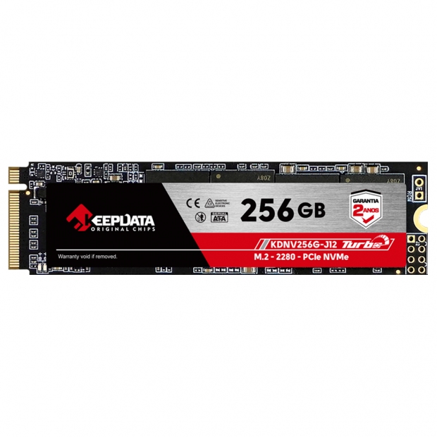 Foto do Produto SSD Keepdata 256GB, M.2 NVMe, Leitura até 2400MB/s Gravação 1700MB/s, KDNV256G-J12