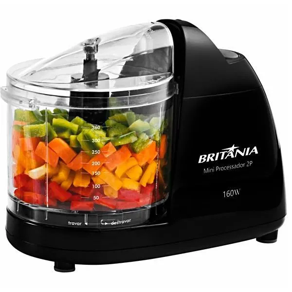 Foto do Produto Mini Processador de Alimentos Britânia 2P 360 ml 220V ~ 50/60 Hz - Preto