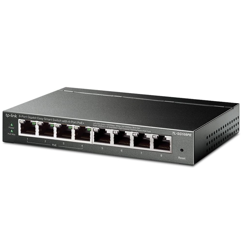 Foto do Produto Switch TP-Link TL-SG108PE - 8 Portas - 1000MBPS - Cinza