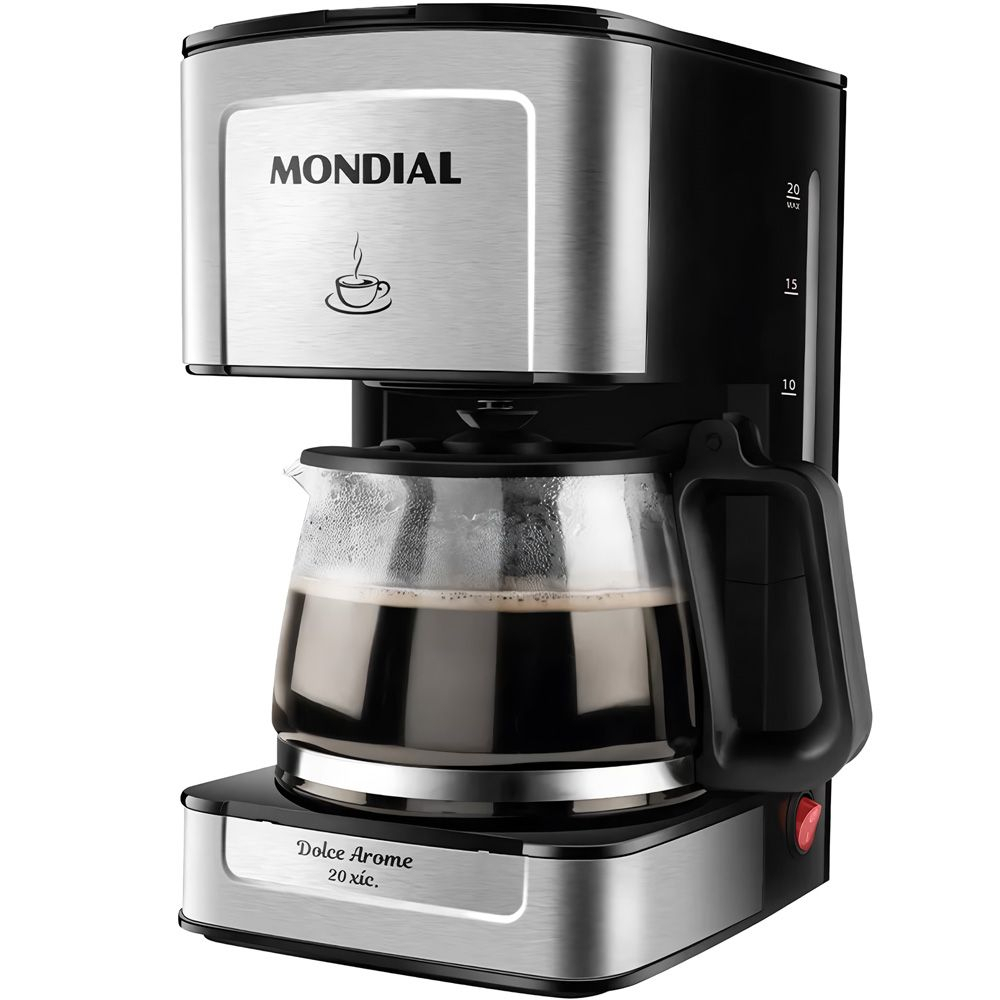 Foto do Produto Cafeteira Elétrica Mondial Dolce Arome C-43-20X-SI - 550W - 20 xícaras - 110V/60Hz - Prata e Preto
