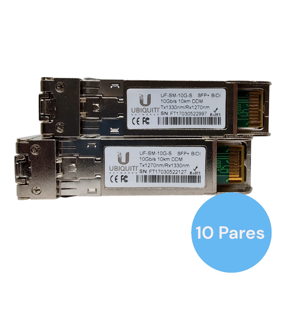 Foto do Produto UI. UF-SM-10G-S-20 SFP+ 10G 10KM LC BIDI 1270-1330NM 10PARES