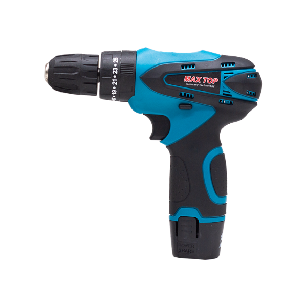 Foto do Produto Furadeira e Parafusadeira sem fio MAX TOP 12V CG-2013 50-60HZ com 2 Baterias - Azul/Preto