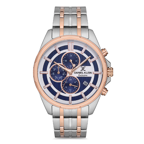 Foto do Produto Relogio Analógico Masculino Daniel Klein DK.1.12706-2 Exclusive Gents / Pulseira de Aço Inoxidável - Prata/Rose Gold