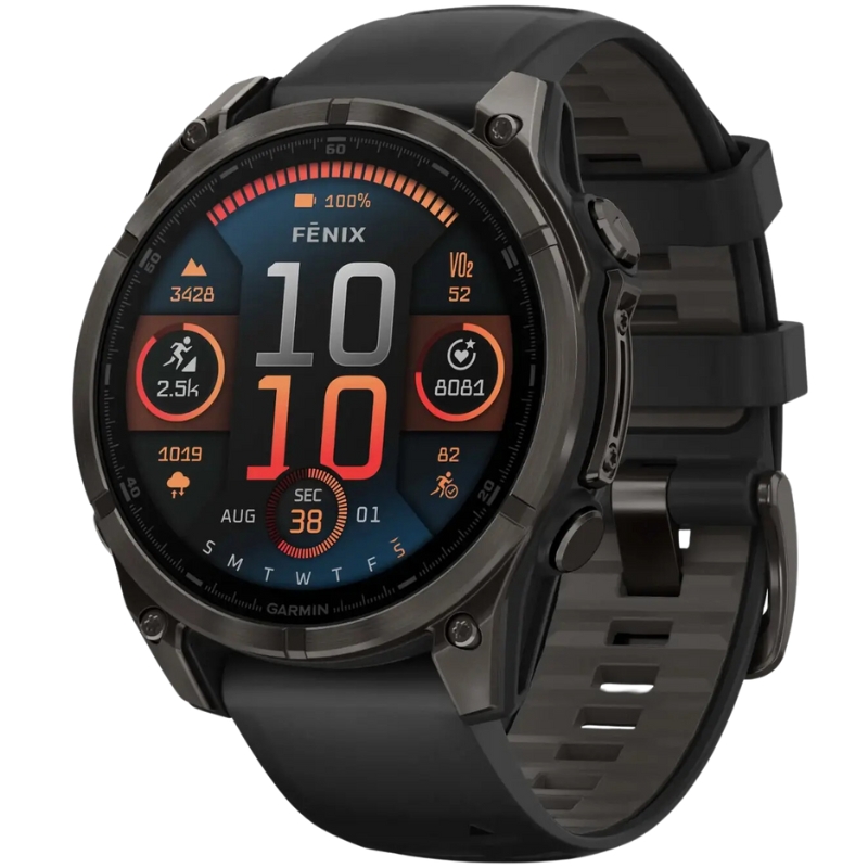 Foto do Produto Relógio GPS Garmin Fenix 8 47mm AMOLED Sapphire - Carbon Gray DLC Titanium/Black Pebble Gray (010-02904-20)