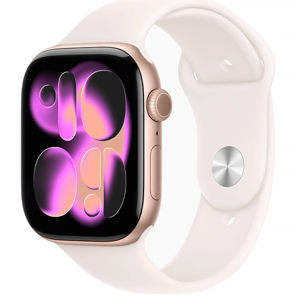 Foto do Produto Apple Watch Series 11 46 mm/M/L MEV74LW A3333 GPS - Rose Gold Aluminum/Light Blush Sport