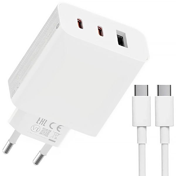 Foto do Produto Carregador Xiaomi 67W GaN Charger 2C1A A07ZMEU 2 USB-C/USB de 67 watts + Cabo USB-C