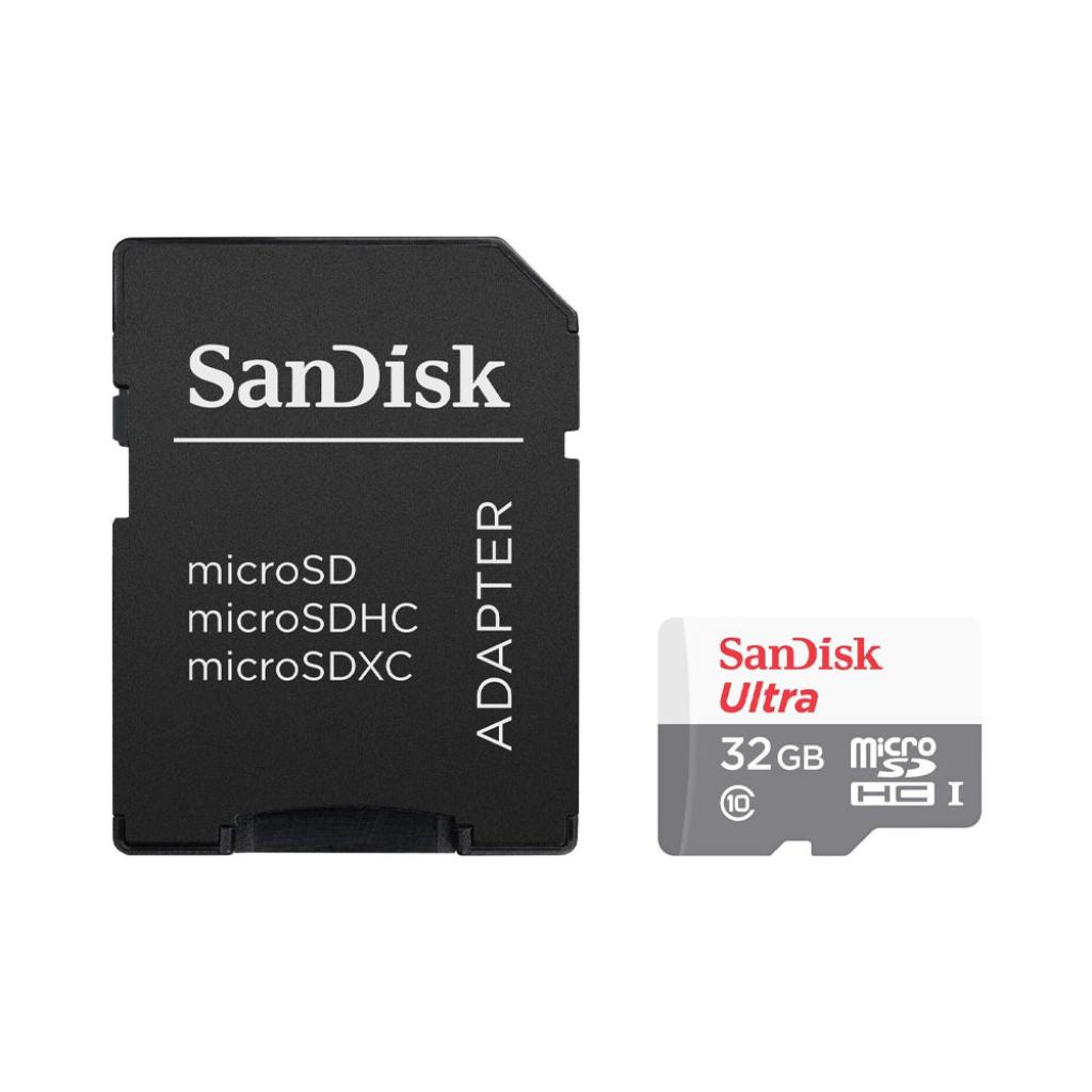 Foto do Produto Cartao de Memoria SD Micro 32GB Sandisk ULTC10 100MB C/Adaptador