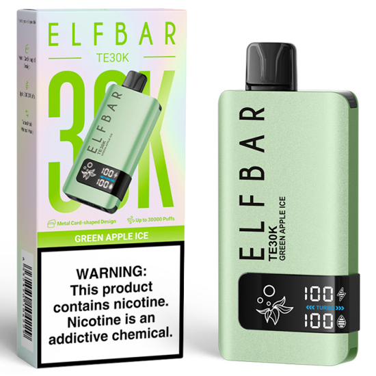 Foto do Produto Vaper Descartável Elfbar TE30K Green Apple Ice 30000 Puffs
