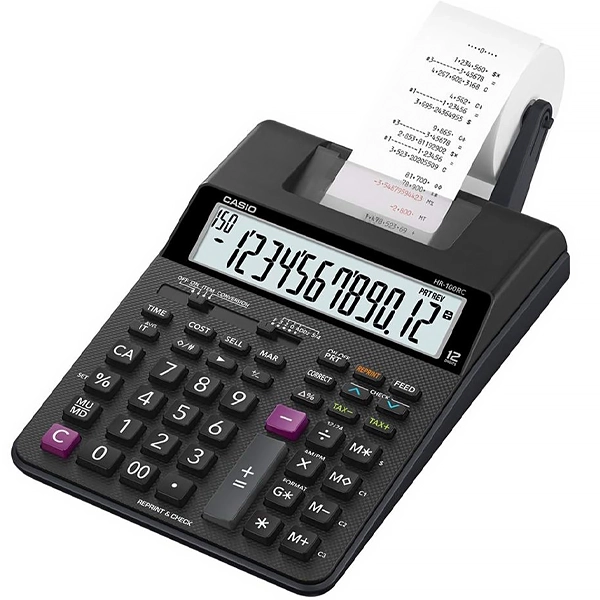 Foto do Produto Calculadora com Impressora Casio HR-100RC com Suporte para Papel - Preta