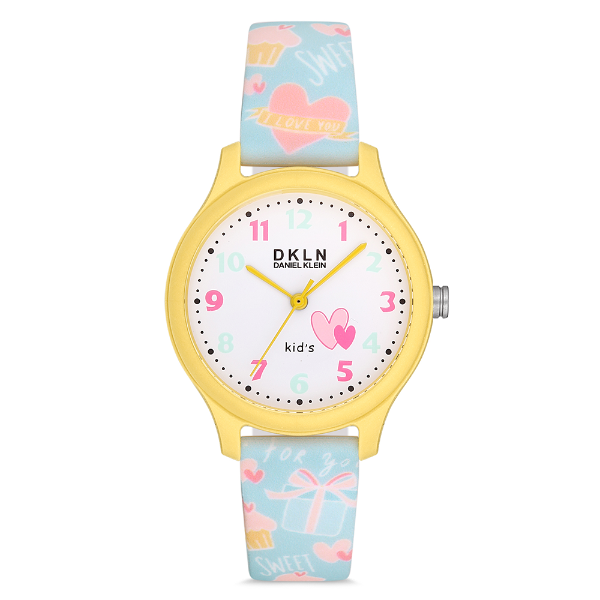 Foto do Produto Relogio Analógico Para Criança Daniel Klein DK.1.12764-5 DKLN kids / Pulseira de Silicone - Azul Claro/Amarelo