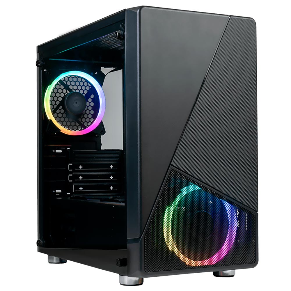 Foto do Produto Gabinete Gamer AZZA Noir 130 CSAZ-130 Mid Tower / 2 Cooler / RGB - Preto