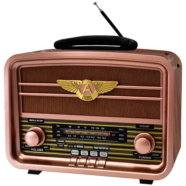 Foto do Produto Rádio Portátil MegaStar RX939BT a Pilha - Rosa/Marrom
