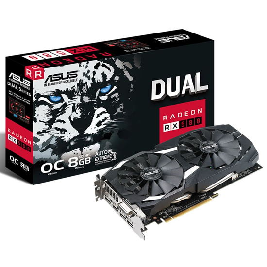 Foto do Produto Placa de Vídeo Asus Radeon RX-580 Dual OC 8GB GDDR5 PCI-Express