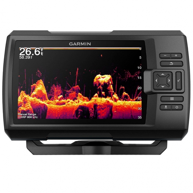 Foto do Produto Localizador de Peixes Garmin STRIKER Vivid 7cv, Transdutor GT20-TM, Sonar CHIRP ClearVü, GPS Integrado, 010-02552-01