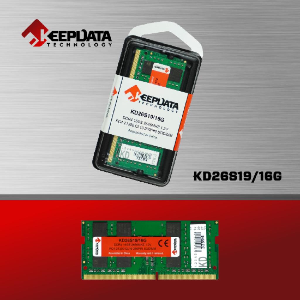 Foto do Produto Memoria RAM Para Notebook KeepData KD26S19/16 DDR4 16GB 2666MHZ
