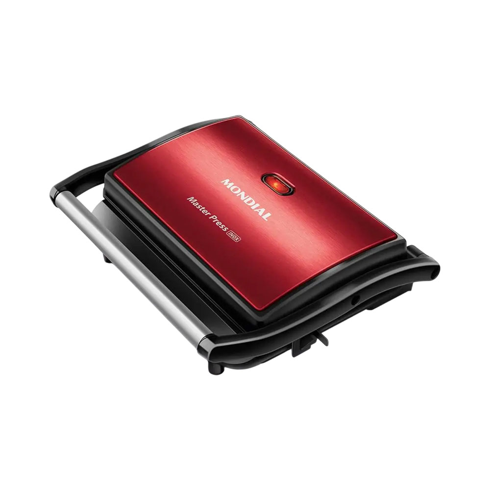 Foto do Produto GRILL ELÉCTRICO MONDIAL MASTER PRESS INOX PG-01-RC 1000W 220V ROJO - NEGRO